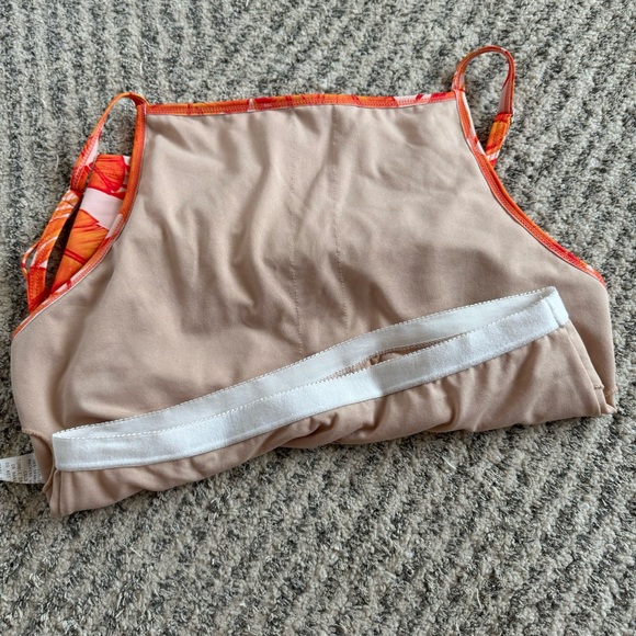 Kortni Jeane KJ Orange Palm Square Neck Swim Top - Picture 3 of 4